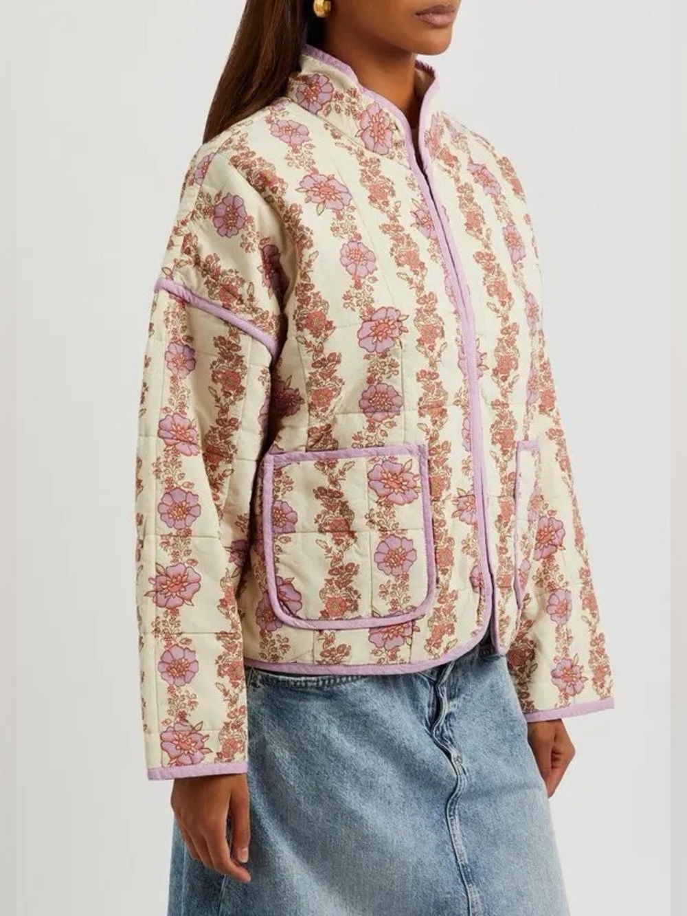 Floral Quilted Puffer Jacket Women’s Size Medium NWOT